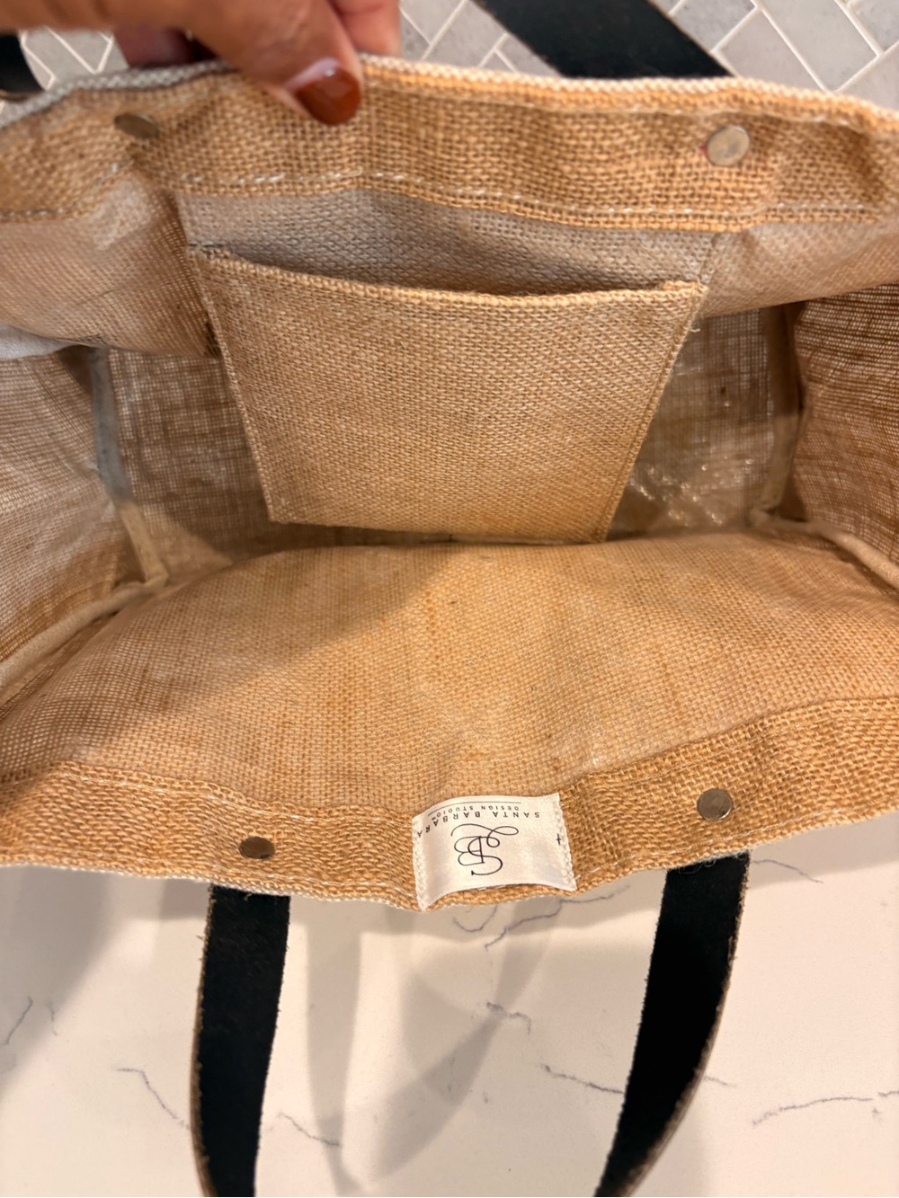 LOCAL Jute Tote Bag with Black Handles - Picture 6 of 14